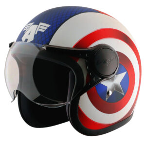 Jet Marvel Captain America Edition Dull White Red Helmet